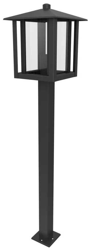 Paletto da Giardino Nero 80cm Acciaio INOX, Base E27 - Serie PILLAR Colore Nero