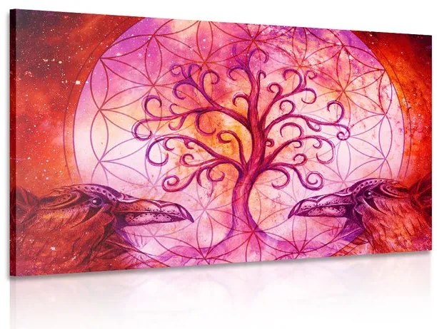 Quadro su tela – Albero della vita magico in tonalità pastello