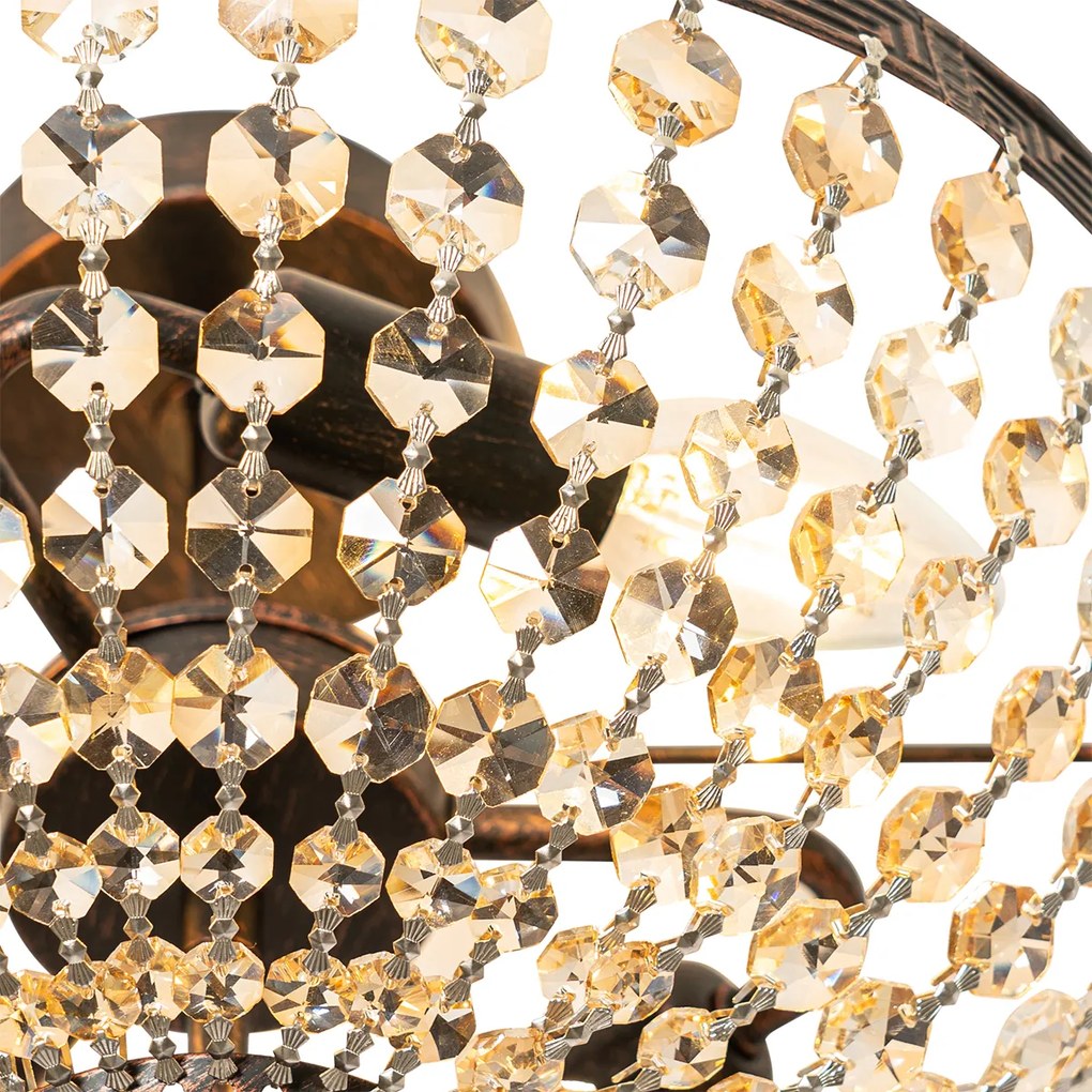 Plafoniera classica bronzo e cristallo 3 luci - Mondrian