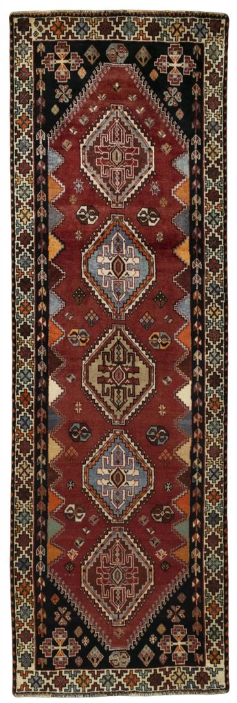 Shiraz Tappeto persiano 270 x 90 Rosso (Iran) Annodato A Mano