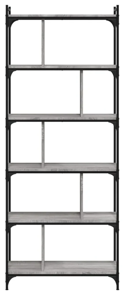 Libreria grigio sonoma 6 ripiani 76x32x192 cm legno multistrato