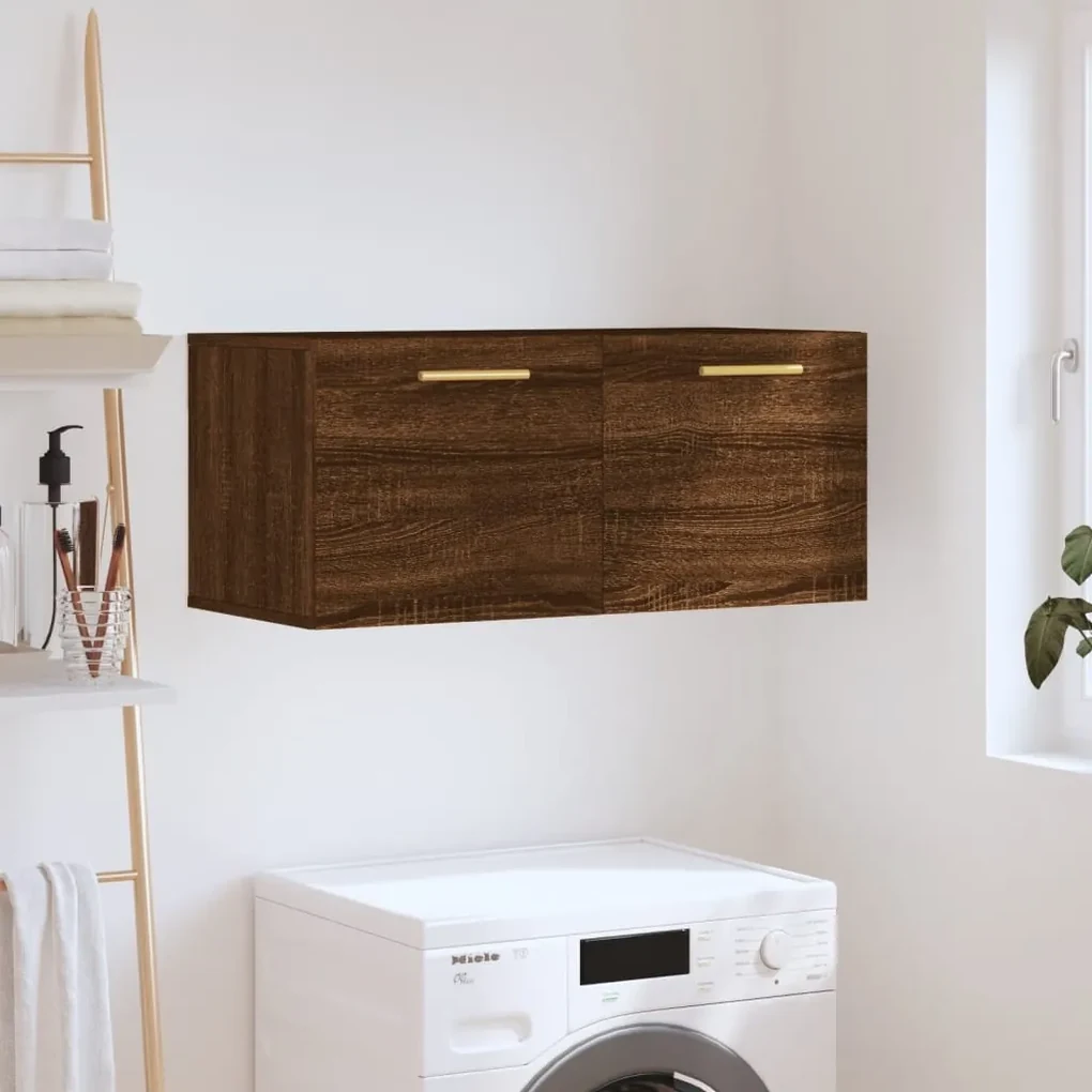 Mobile a parete rovere marrone 80x36,5x35 cm legno multistrato