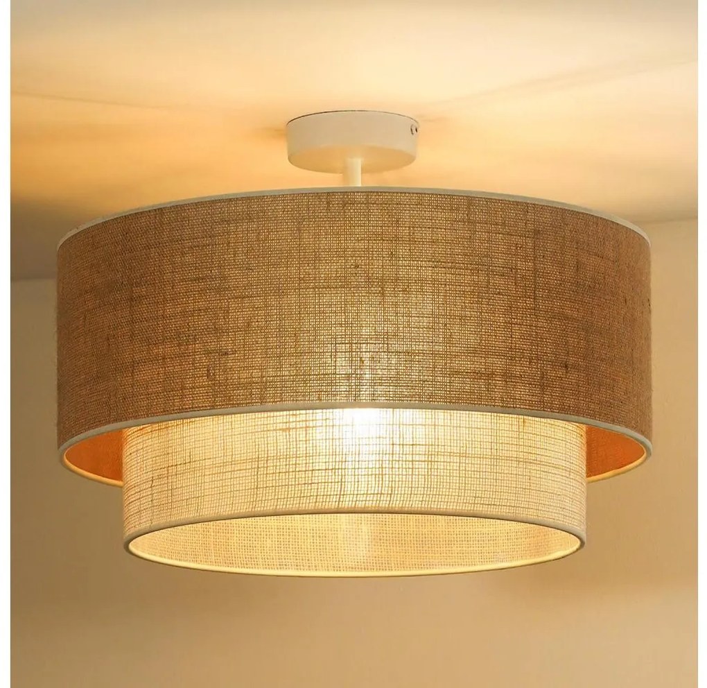 Duolla - Lampadario a plafone YUTE BOHO 3xE27/15W/230V diametro 60 cm marrone/color crema