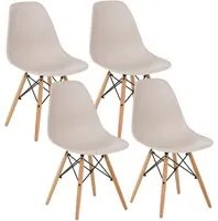 Set 4 sedie scandinave khaki con gambe in legno modello Ester