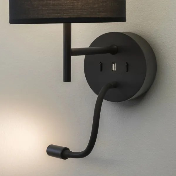 Ideal Lux - LED Lampada flessibile con supporto SET UP 1xE27/42W+LED/3W/230V USB nero