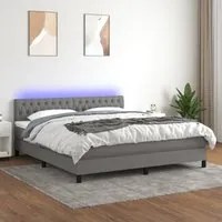 Letto a Molle Materasso e LED Grigio Scuro 160x200cm in Tessuto cod mxl 38228