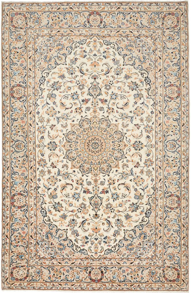 Kashan Tappeto 200x300 Beige (Iran) Annodato A Mano