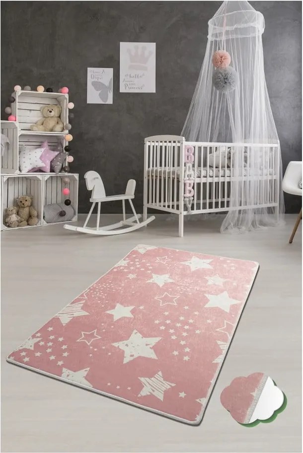 Tappeto per bambini Rosa , 100 x 160 cm Stars - Conceptum Hypnose
