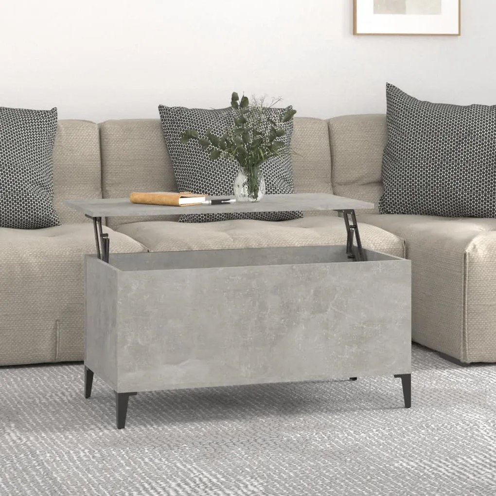 Tavolino Salotto Grigio Cemento 90x44,5x45 Cm Legno Multistrato /