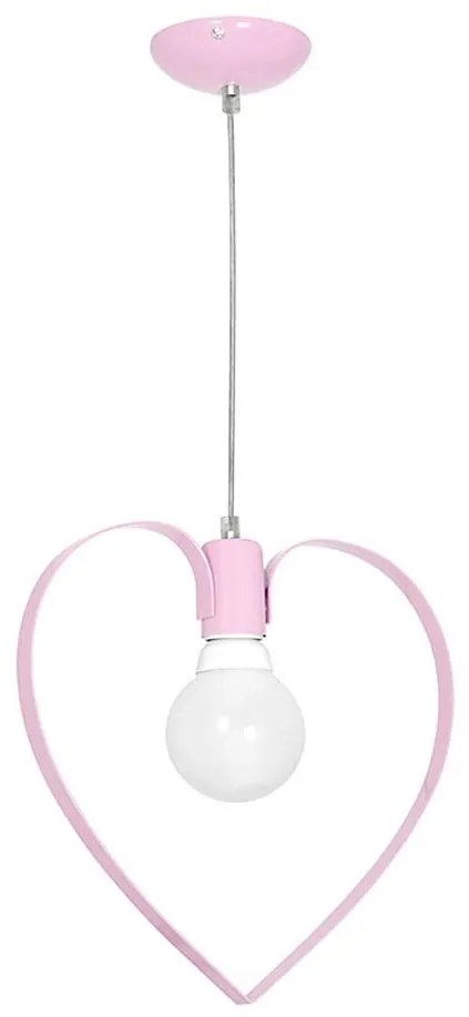 Lampadario per bambini CUORE 1xE27/60W/230V rosa chiaro
