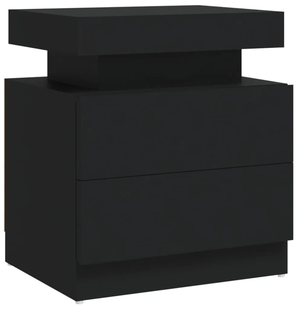 Comodino nero 45x35x52 cm in legno multistrato