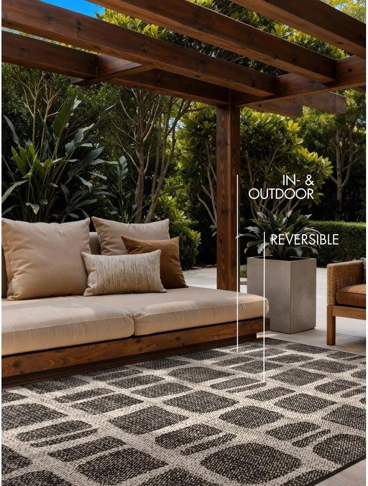 Tappeto da interno/esterno nero/color crema 160x230 cm Haringey Ruskin – Ted Baker