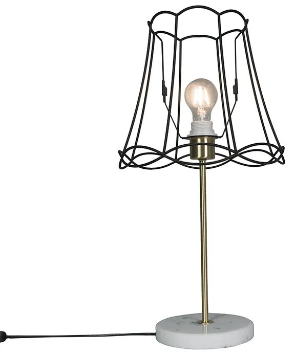 Lampada da tavolo retrò in ottone con telaio Granny nero 30 cm - Kaso