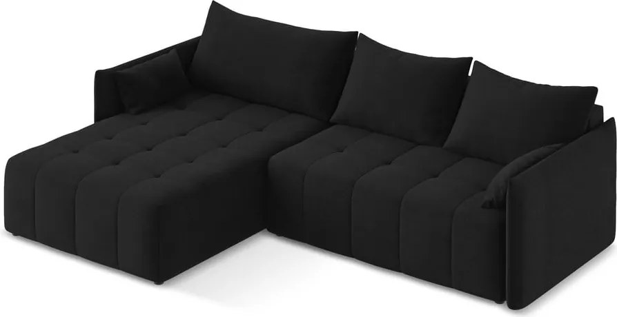 Divano angolare nero allungabile/con contenitore (con penisola a sinistra/con chaise lounge) Moku – Makamii