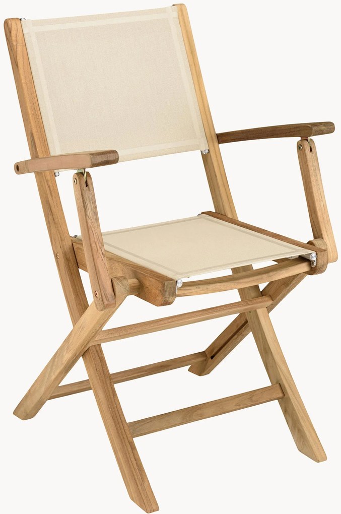 Set di 2 sedie da giardino pieghevoli in legno di teak con braccioli Fun