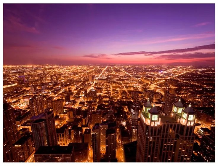 Fotomurale  Chicago by night  Colore Arancione, Dimensioni e Misure 200x154