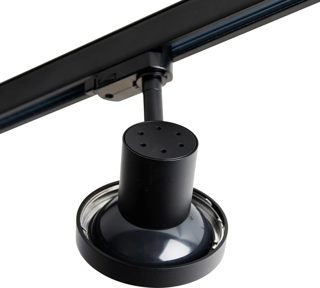 Sistema di illuminazione su binario trifase moderno con 3 faretti GU10 neri 111 mm a sinistra - Trifase Jeany