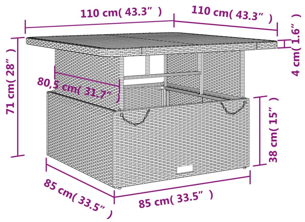 Set da Pranzo da Giardino 4 pz con Cuscini Nero in Polyrattan