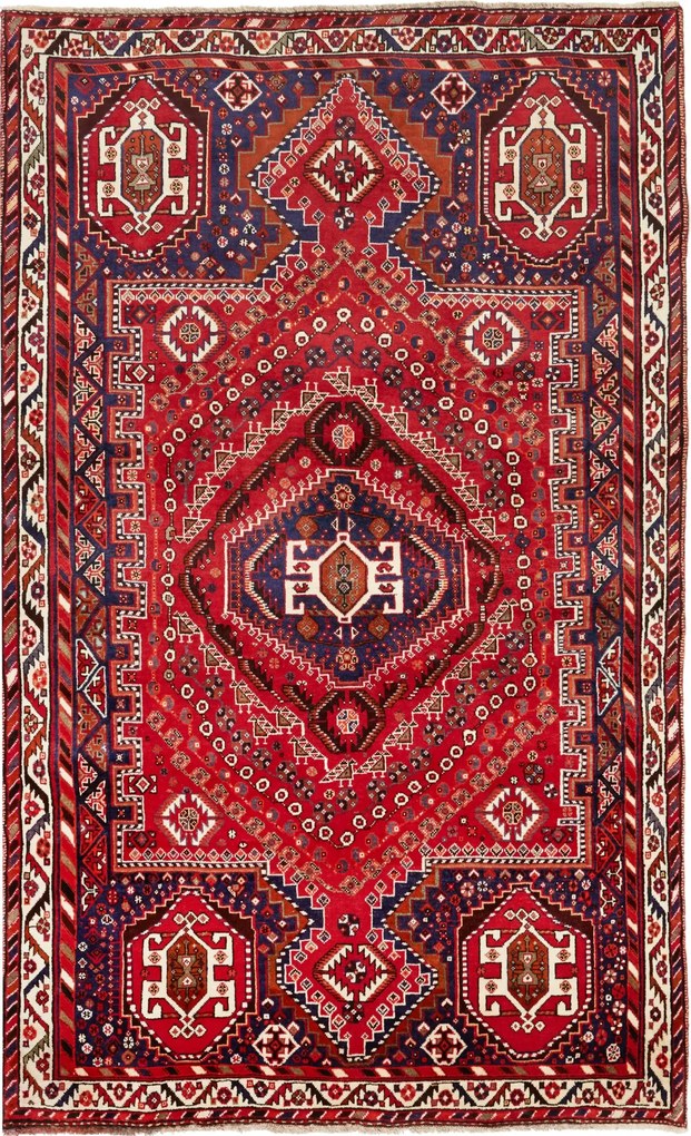 Shiraz Tappeto 270x170 Rosso (Iran) Annodato A Mano