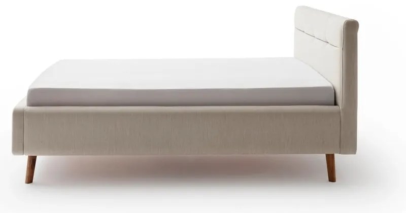Letto matrimoniale imbottito beige con contenitore con rete inclusa 140x200 cm Lotte – Meise Möbel