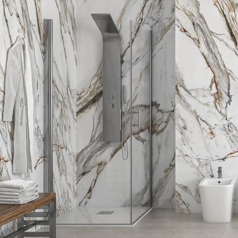 Kamalu - Box doccia angolare 65x70 due ante battenti finitura cromo | KS2800