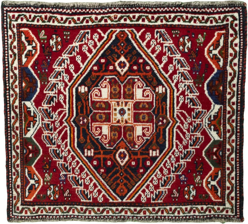 Shiraz Tappeto persiano 60x60 Rosso (Iran) Annodato A Mano