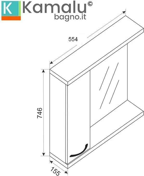 Kamalu - Composizione bagno a terra o sospesa 55 cm bicolore bianco e legno chiaro | LAC-ESTIA-55