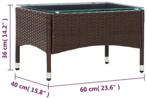 Tavolino da Caffè Marrone 60x40x36 cm in Polyrattan