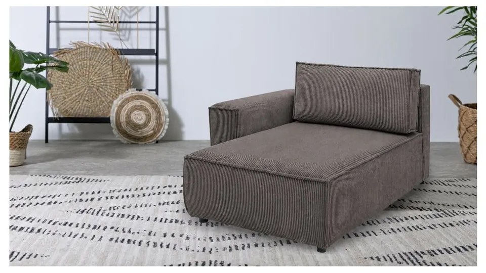 Modulo divano in velluto a coste marrone chiaro, angolo sinistro Nihad modular - Bobochic Paris