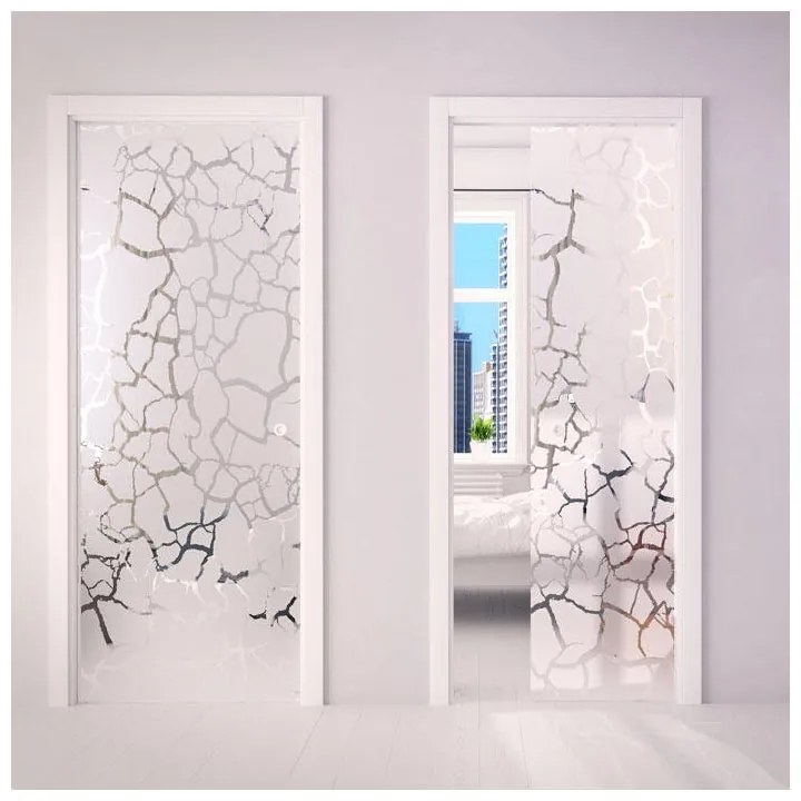 Porta scorrevole Secret Sahara grigio e incolore L 73 x H 212 cm reversibile