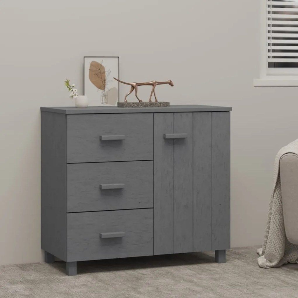 Credenza Hamar Grigio Scuro 90x40x80 Cm Legno Massello Di Pino /