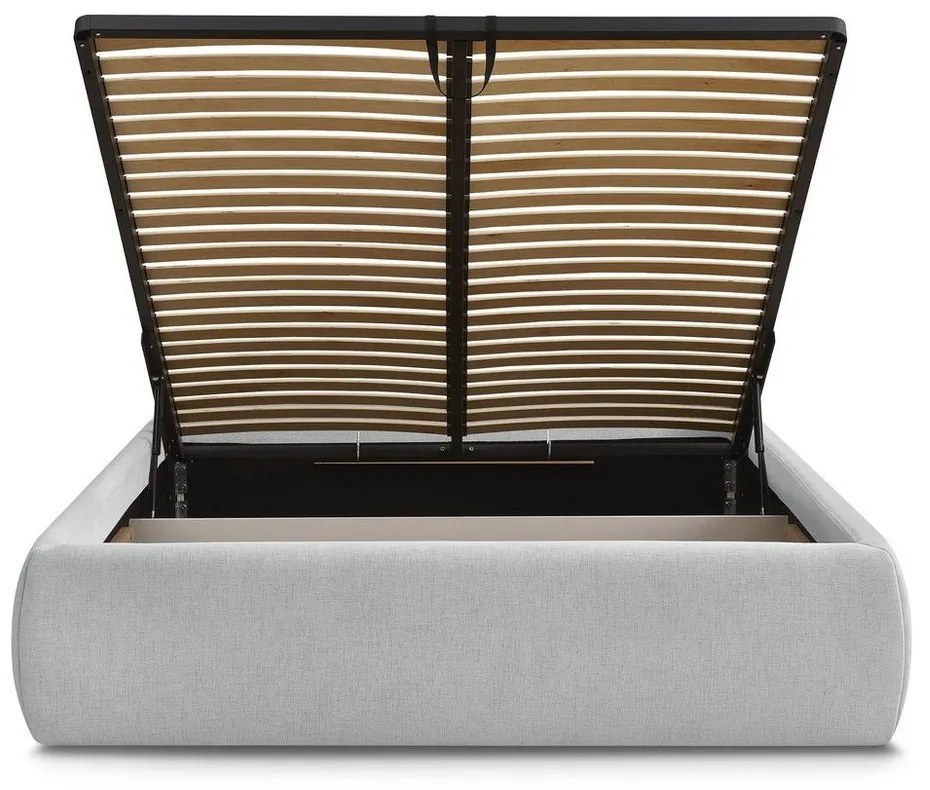 Letto matrimoniale imbottito grigio chiaro con contenitore/senza testiera con rete inclusa 180x200 cm Inera – Bobochic Paris