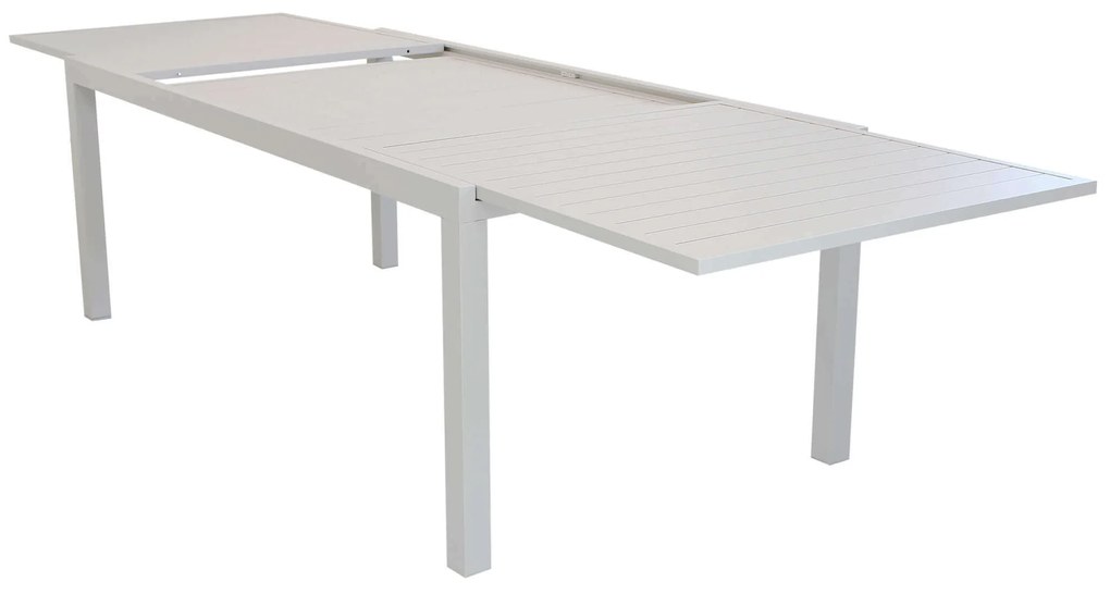 DEXTER - set tavolo in alluminio cm 200/300 x 100 x 74 h con 8 sedie e 2 poltrone Dexter