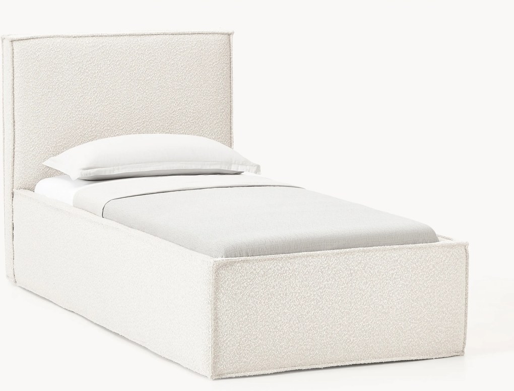 Letto singolo imbottito in bouclé con contenitore Dream