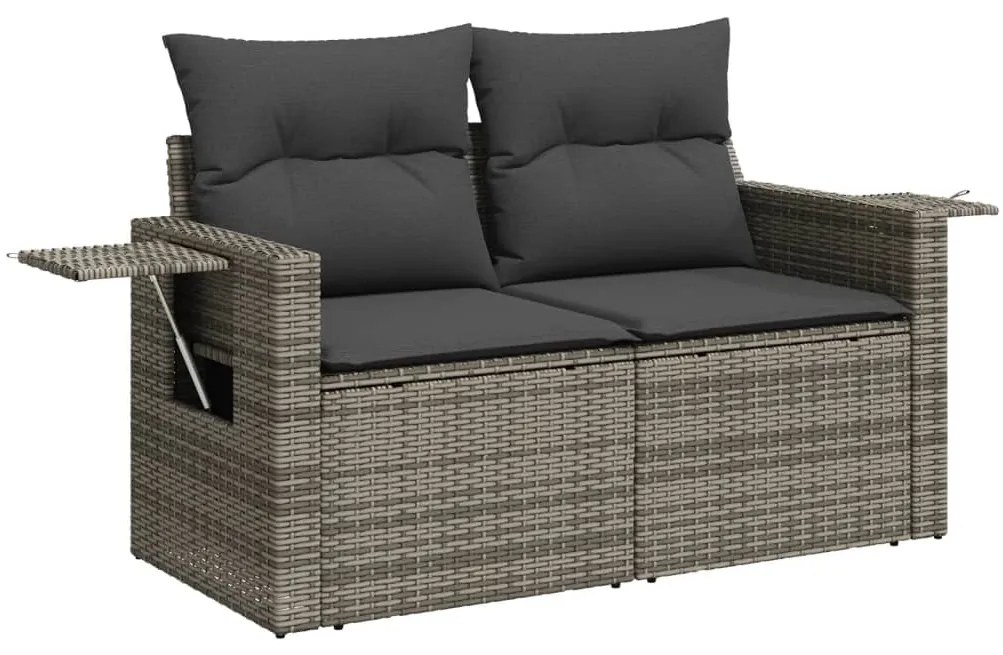 Set divani da giardino 7 pz con cuscini grigio in polyrattan