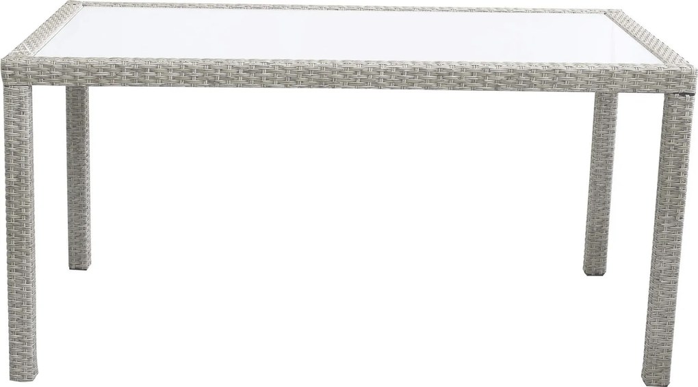 AXONA - tavolo intreccio in wicker e vetro