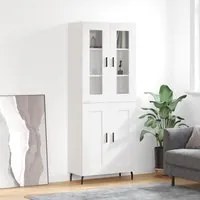 Credenza Bianco Lucido 69,5x34x180 cm in Legno Multistrato 3198355