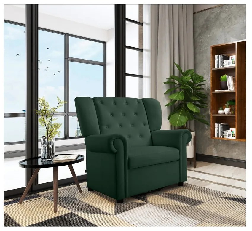 Sedia a dondolo chesterfield in velluto verde Lillyse - Støraa