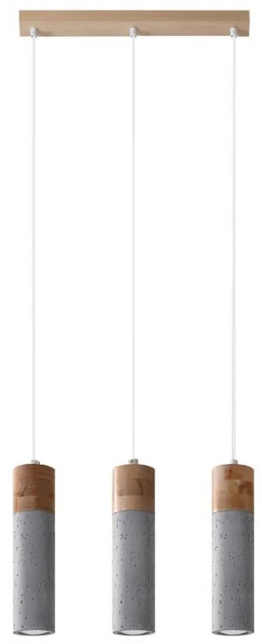 Sollux SL.0967 - Lampadario a sospensione con filo ZANE 3xGU10/40W/230V calcestruzzo/legno