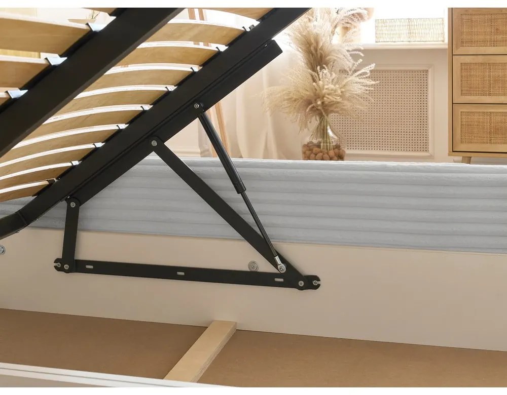 Letto matrimoniale in grigio chiaro imbottito con spazio contenitivo con griglia inclusa 180x200 cm Jade – Bobochic Paris