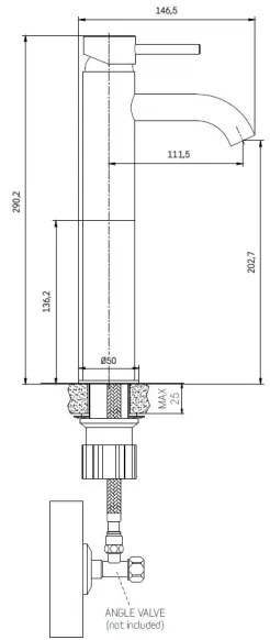 Miscelatore per lavabo DRAGOR 29 cm in ottone spazzolato