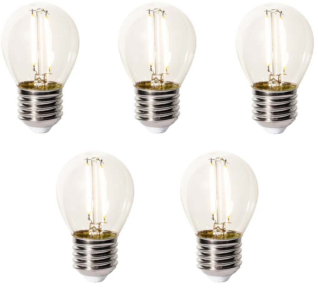 Set di 5 lampadine LED E27 dimmerabili P45 vetro trasparente 3W 250 lm 2200K