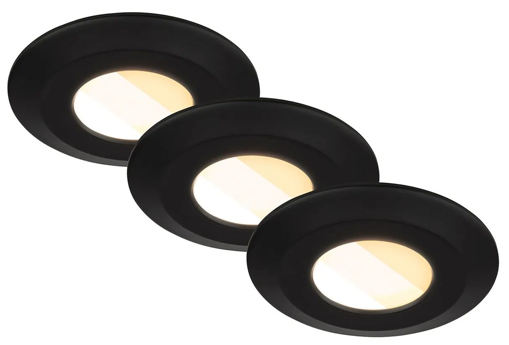 Set 3 Faretti Incasso Klira Plastica Nero Opaco Led Integrato 4,9W Ip44