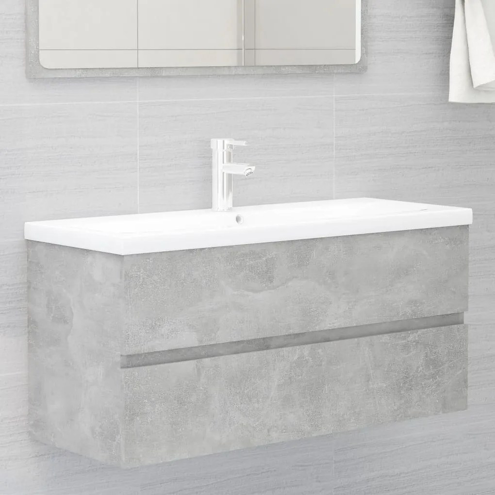 Mobile Lavabo Grigio Cemento 100x38,5x45cm İn Legno Multistrato /