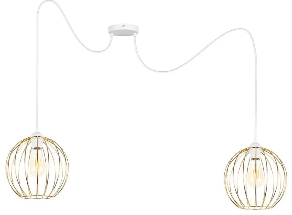 Lampadario a sospensione con filo MATT 2xE27/60W/230V ragno bianco/oro