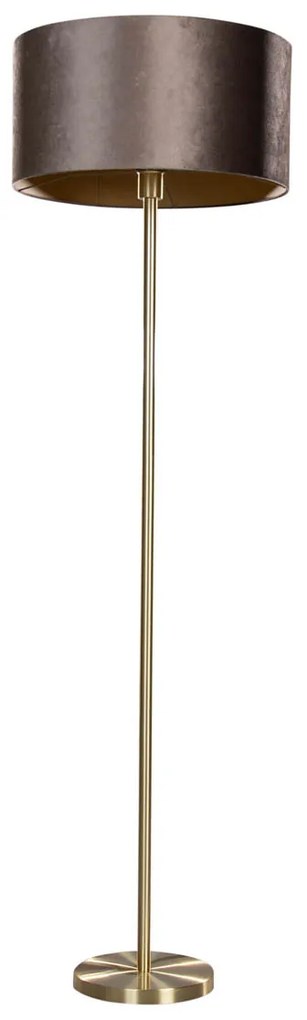 Lampada da terra ottone con paralume in velluto marrone 50 cm - Simplo