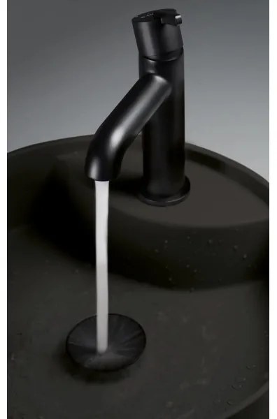 Deante CQS_NU4B - Lavabo da appoggio SILIA con foro preforato per rubinetteria, Ø 36 cm, granito/nero