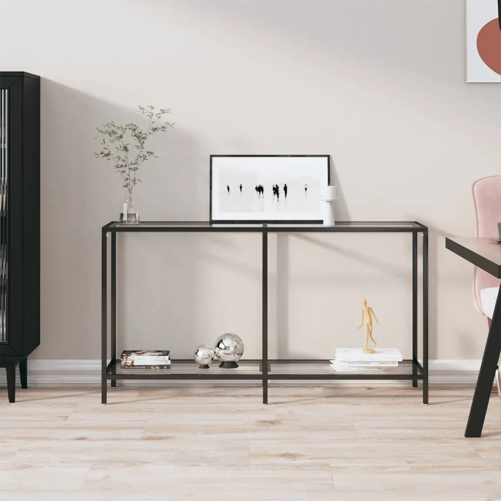 Tavolo consolle trasparente 140x35x75,5 cm in vetro temperato