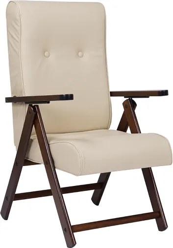 Poltrona reclinabile in ecopelle Panna e legno di faggio - Molisana