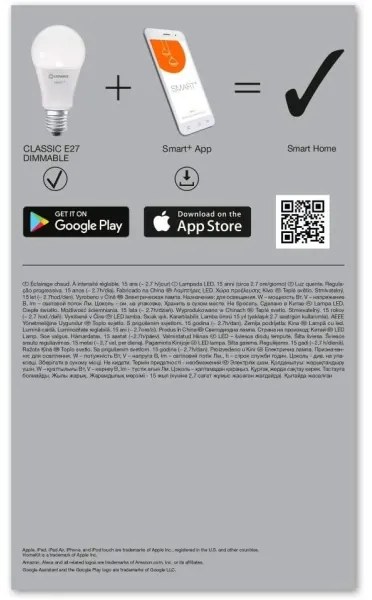 SET 3x Lampadina LED dimmerabile SMART+ E27/14W/230V 2700K Wi-Fi - Ledvance